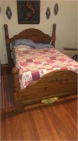 Queen size wood bed frame regular size mattress