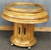 Vintage Mid-Century Modern Wood Clock Coffee Table