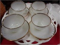 FIRE KING CUPS AND SAUCER SET OF 4EA