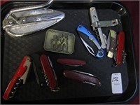 multiple knives, harley mirror, and Jesse James