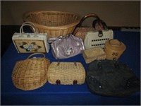 wicker baskets and purses