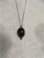 STERLING SILVER AND ONYX NECKLACE 18"