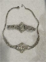 VINTAGE RHINESTONE NECKLACE 14" AND BRACELET 6"