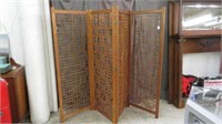 MID CENTURY ORIENTAL STYLE WOODEN FOUR PANEL