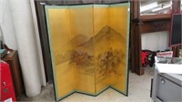 ORIENTAL SILK FOUR PANEL SCREEN 66"T X 68"W