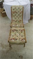 VINTAGE OCCUPIED JAPAN TUFTED SILK OBI CHAIR AND