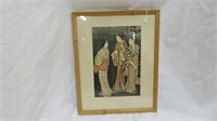 FRAMED JAPANESE WOOD BLOCK STYLE - THREE GEISHAS