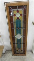 LARGE VINTAGE FRAMED STAINED GLASS WINDOW