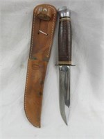 KA-BAR HUNTING KNIFE WITH LEATHER SHEATH 11"