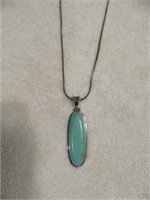 STERLING SILVER ZUNI TURQUOISE PENANT 2 3/8"