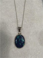 STERLING SILVER AND LAPIS PENDANT 1/2" NECKLACE