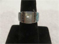 STERLING SILVER TURQUOISE,MARCASITE AND MOONSTONE