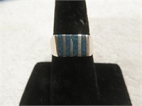 STERLING SILVER TURQUOISE INLAID RING SZ 8