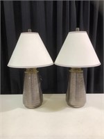 Pair of brown ceramic lamps