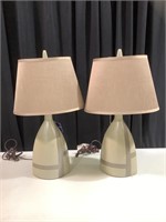 Pair of beige ceramic lamps