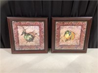 Pair of framed fruit prints