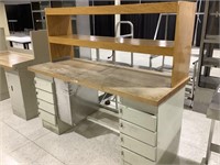 Solid wood top desk with wood hutch