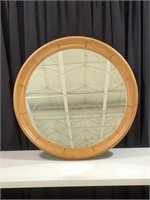 Round wood framed mirror
