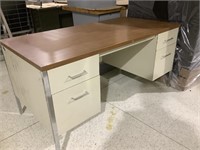 Metal desk with faux wood top