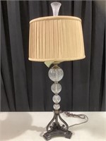 Glass and metal table lamp