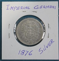 1876 Imperial Germany Silver 1 Mark Coin