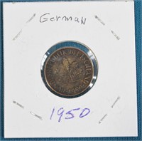 1950 German 5 Pfennig Coin