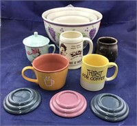 3 Pc Grape Mixing Bowl Set & Mugs/ Fiesta Coasters