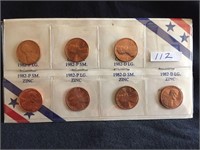 1982 Lincoln Penny Set