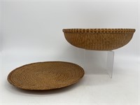 Antique Woven Basket and Wedding Plate