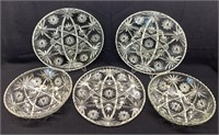 Anchor Hocking Press Cut Glass Platters & Bowls
