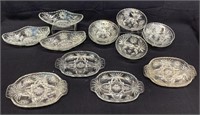 Anchor Hocking Press Cut Glass Serving Dishes