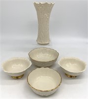 5pc Lenox Porcelain Vase and Bowls Set