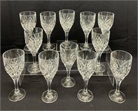 12pc Cut Glass Water / Wine Goblets