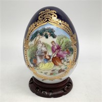 Limoges Porcelain Egg w/ Wooden Base
