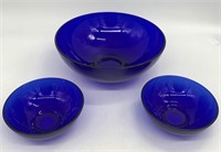 3pc Cobalt Blue Glass Bowls