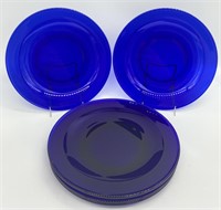 6pc Cobalt Blue Glass 10 Inch Dinner Plates