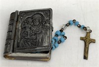 Tiny Religious Tin w/ Child's Rosary