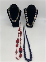 Four Beaded Stone Necklaces