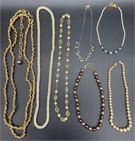 7pc Pearl Style Necklaces