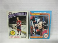PAIR OF GUY LAFLEUR AUTOGRAPHED HOCKEY CARDS