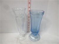 PAIR OF OLD PRESSED GLASS VASES