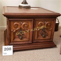 2 end tables with cabinet below