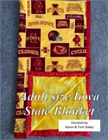 Handmade Adult size ISU Fleece Blanket
