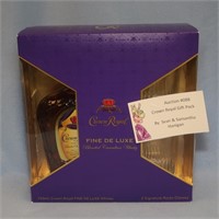 Bottle of Crown Royal with etched glasses