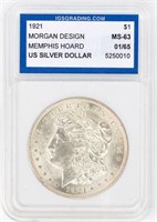 Coin 1921-P Morgan Silver Dollar IGS MS63