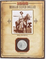 Coin 1888-P Morgan Silver $ In Bill Pickett Card