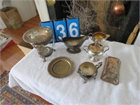 MISC SILVER ITEMS- BUTTER DISH MISSING BOTTOM,