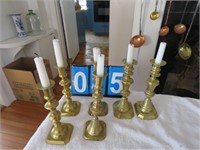 6 BRASS CANDLE STICKS HOLDERS