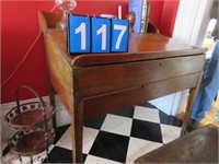 PRIMITIVE EARLY WRITING DESK -CONTENTS ON TOP IN