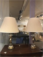 Pair of Metal and Glass Lamps